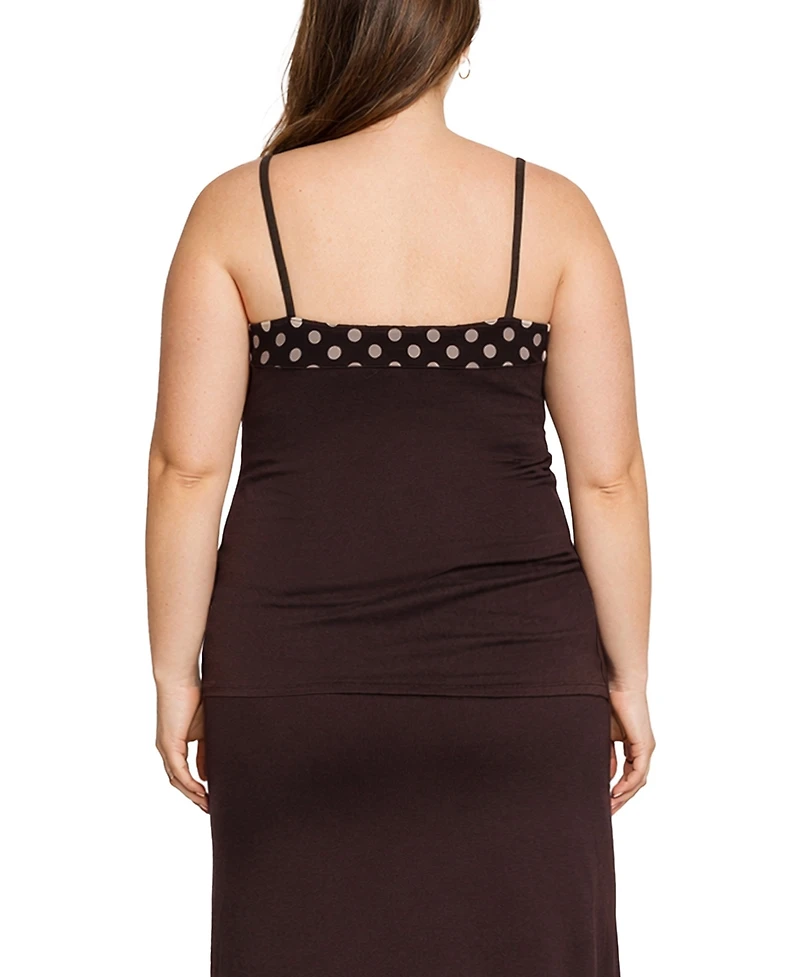 Coin 1804 Plus Size Polka Dot Mesh Panel Cami Top