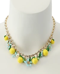 Betsey Johnson Faux Stone Girl Dinner Shaky Lemon Charm Bib Necklace