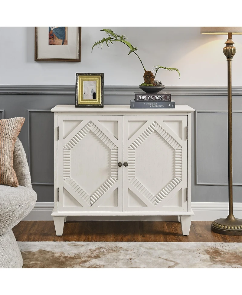 Clihome 33.6" Retro Wooden Sideboard Buffet Cabinet with Storage, Accent Display Cabinets, Media Console Credenza