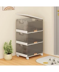 Gouun 3-Cube Collapsible Stackable Storage Bins with Detachable Wheels