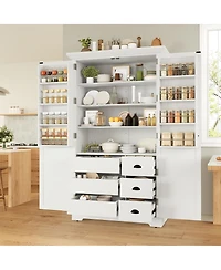 Streamdale Furniture Shaker Pantry Cabinet w Drawers, Doors, Shelves, Trays