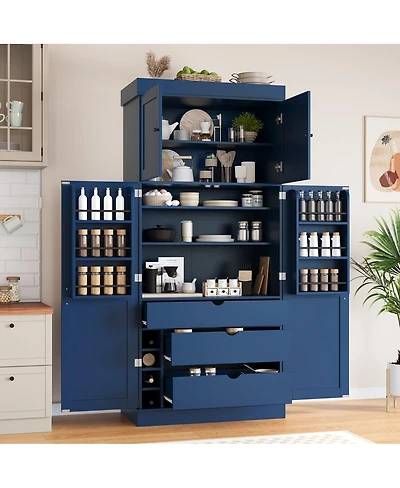 Streamdale Furniture Shaker Pantry Cabinet w/ Shelves, Drawers