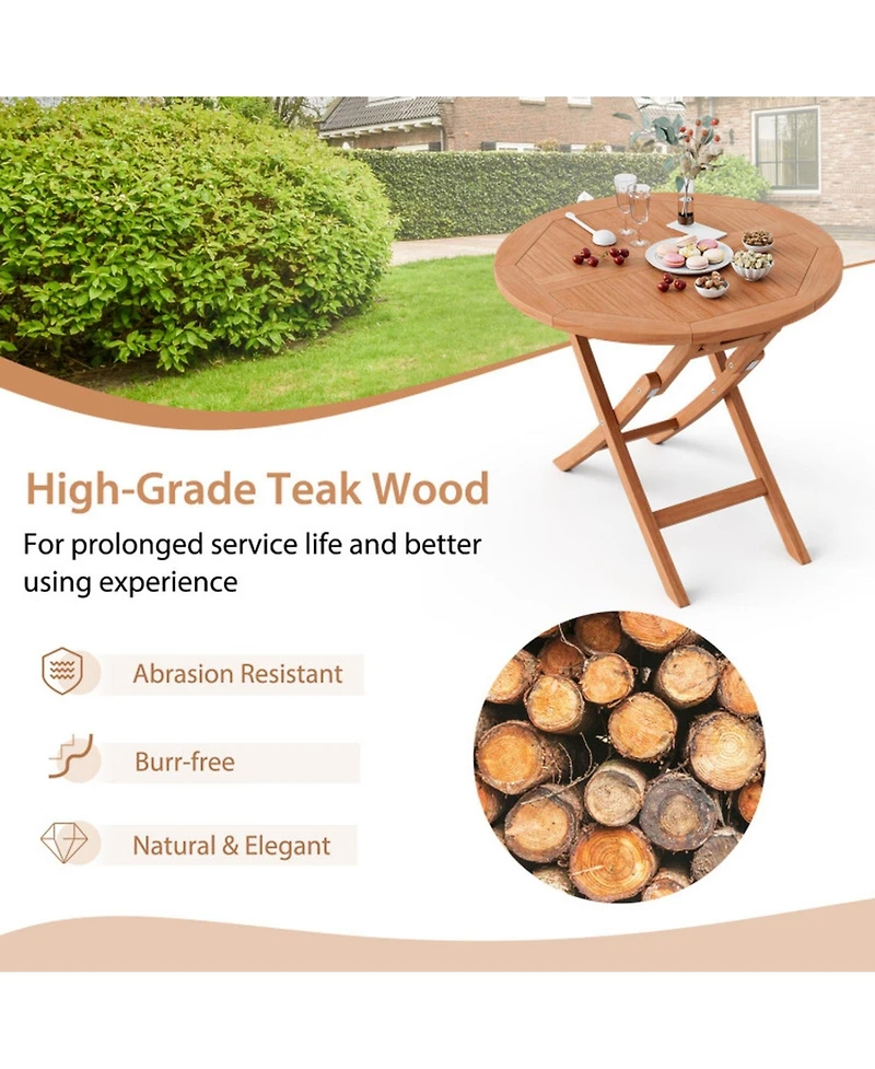 Sugift Outdoor Bistro Set with Slatted Seat and Tabletop for Patio