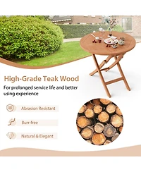 Sugift Outdoor Bistro Set with Slatted Seat and Tabletop for Patio