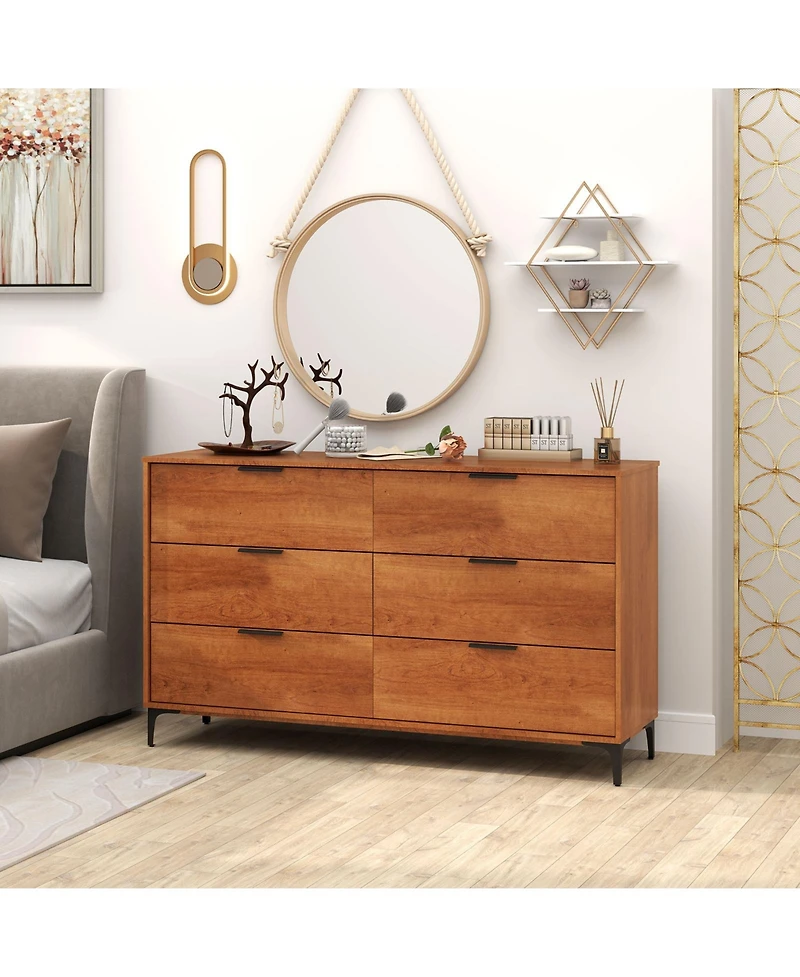 Gouun 6-Drawer Dresser with Interlock System for Bedroom Living Room