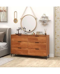 Gouun 6-Drawer Dresser with Interlock System for Bedroom Living Room