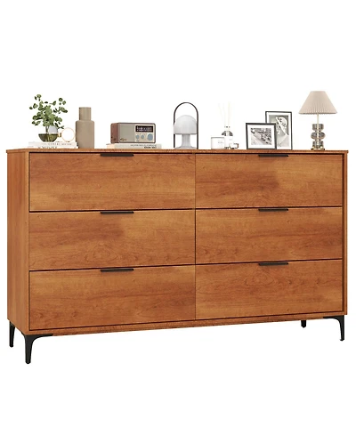 Gouun 6-Drawer Dresser with Interlock System for Bedroom Living Room