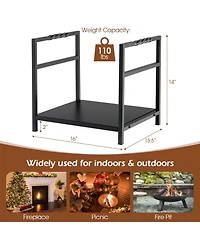 Gouun Steel Firewood Log Holder with Raised Feet and Carrying Handles