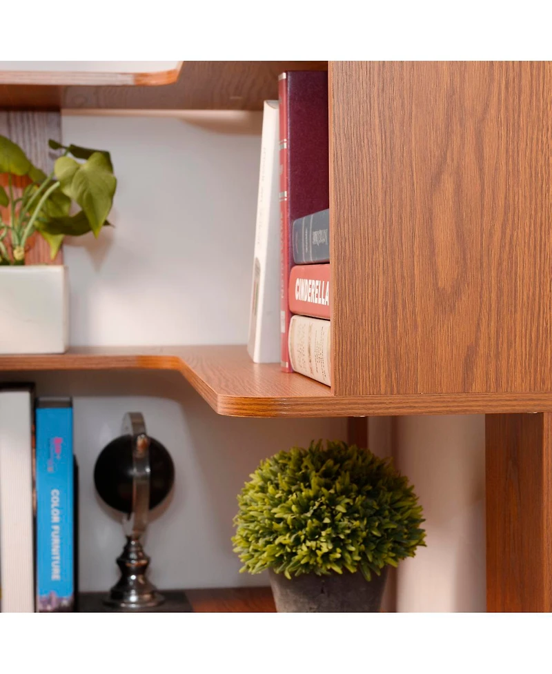Streamdale Furniture 90cm L-Shape 5-Tier Corner Bookshelf with Anti-Tip