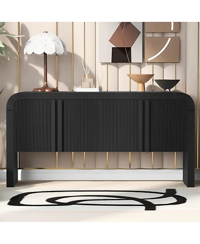 Streamdale Furniture Wave Console Table w/ 4 Doors and Shelf