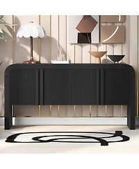 Streamdale Furniture Wave Console Table w/ 4 Doors and Shelf