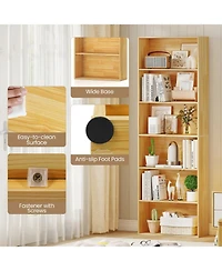 Sugift 6-Tier Bookcase with 6 Open Shelves and Anti-Toppling Kits-Wood