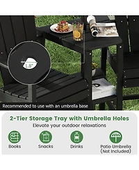 Sugift 2-Seat All-Weather Adirondack Chair with Double Connecting Tray