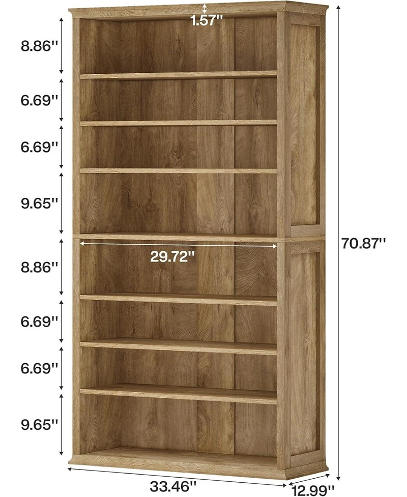 Tribesigns 71" Tall Bookshelves and Bookcases with Adjustable Shelves, 8-Tier Large Open Library Bookcase, FreeStanding Display Storage Shelves