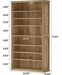 Tribesigns 71" Tall Bookshelves and Bookcases with Adjustable Shelves, 8-Tier Large Open Library Bookcase, FreeStanding Display Storage Shelves