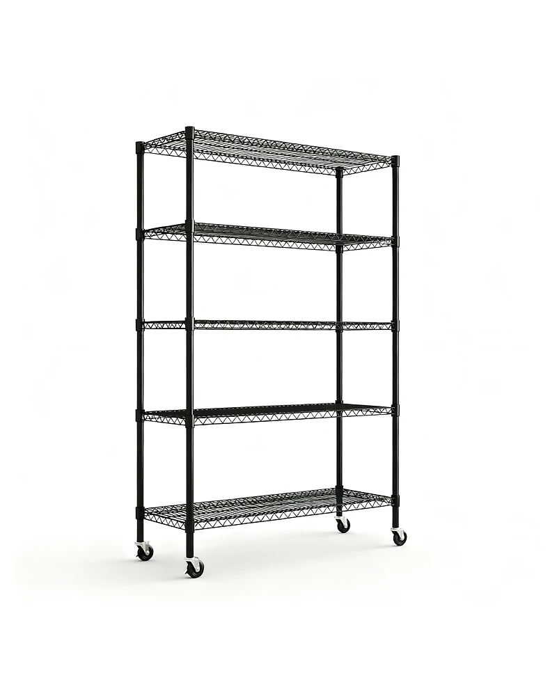 Streamdale Furniture Heavy Duty 5 Tier Wire Shelving Unit with Wheels and Feet