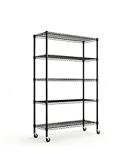 Streamdale Furniture Heavy Duty 5 Tier Wire Shelving Unit with Wheels and Feet