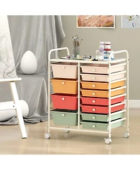 Gouun 12-Drawer Rolling Organizer Cart with 4 Large and 8 Medium Pp Drawers