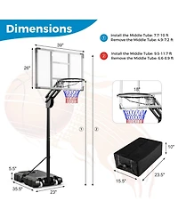 Kuyotq 4.9-10 Feet Adjustable Basketball Hoop with Shatterproof Backboard