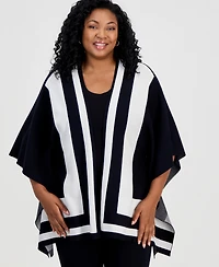 Jm Collection Plus Short-Sleeve Colorblock Open-Front Cardigan, Macy's Exclusive