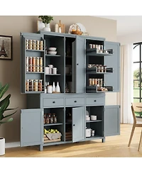 Streamdale Furniture Farmhouse Kitchen Pantry Cabinet with Storage and Drawers