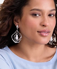 I.n.c. International Concepts Pave & Imitation Pearl Orbital Drop Earrings, Macy's Exclusive