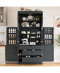 Streamdale Furniture Tall Shaker Kitchen Pantry Cabinet with Storage and Wine Racks