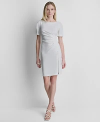 Dkny Women's Ruched Crewneck Short-Sleeve Dress