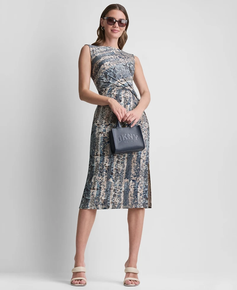 Dkny Women's Sleeveless Side Knot Midi Dress