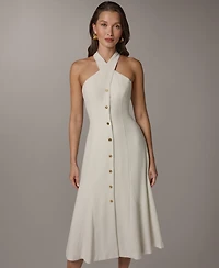 Donna Karan New York Women's Halter A-Line Sleeveless Midi Dress