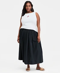 On 34th Trendy Plus Pull-On Cotton Midi Circle Skirt, Macy's Exclusive
