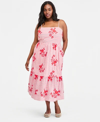 On 34th Trendy Plus Embroidered Midi Dress, Macy's Exclusive