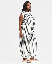On 34th Trendy Plus Emma Striped Balloon-Leg Pants, Macy's Exclusive