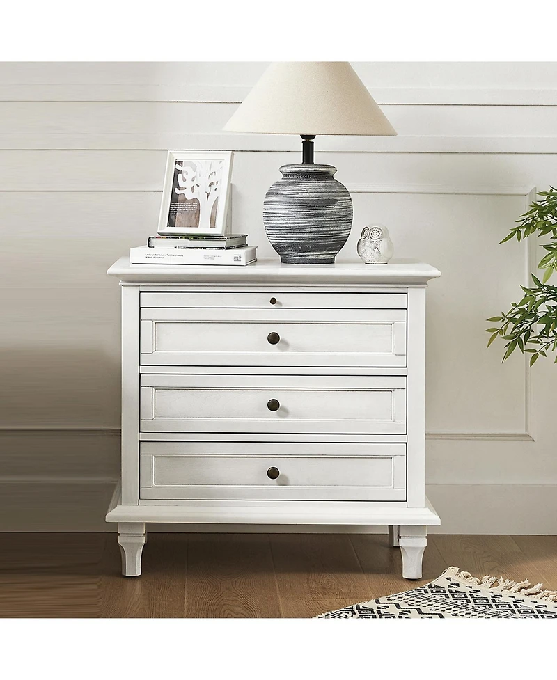 Hulala Home Arthelia Traditional 28.37''W 3-Drawer End Table with Charging Station