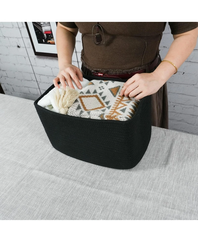 Gnuadz 3pc Cotton Rope Woven Storage Basket Bins for Organizing Shelves