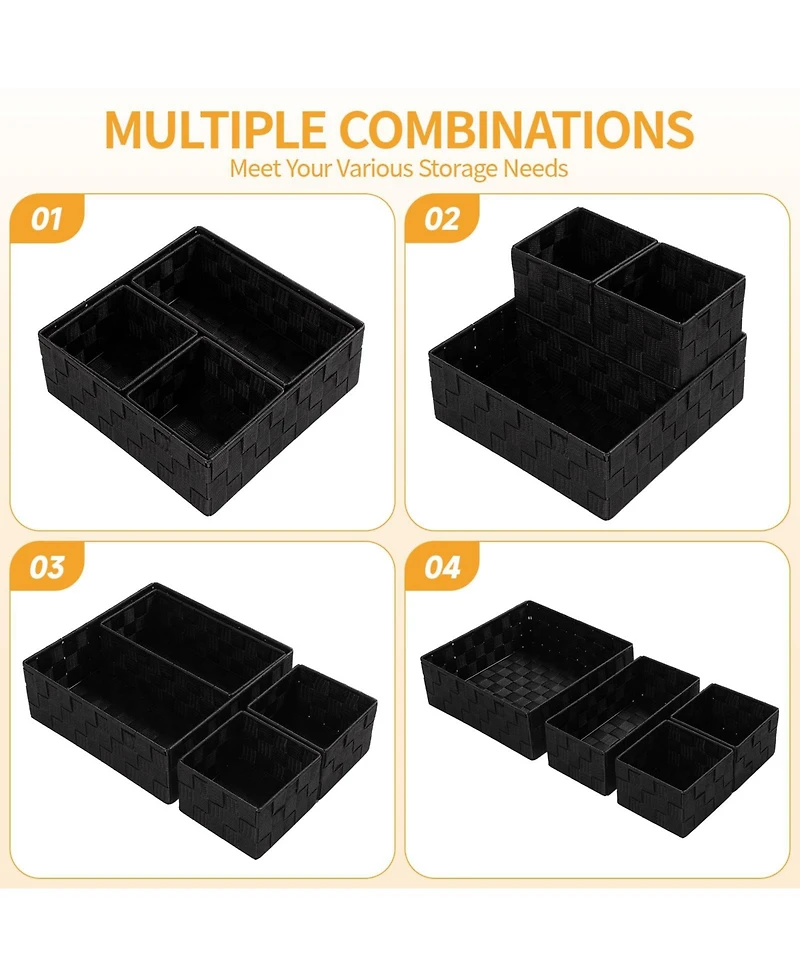 Gnuadz 4-piece Woven Storage Baskets Cube Bin Organizer Drawer Gift Basket