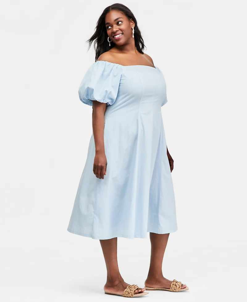On 34th Trendy Plus Off-The-Shoulder Midi Dress, Macy's Exclusive