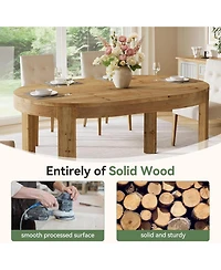 Tribesigns 55" Solid Wood Oval Dining Table for 4, Rustic Kitchen Table with Curved Tabletop Edge for Dining Room