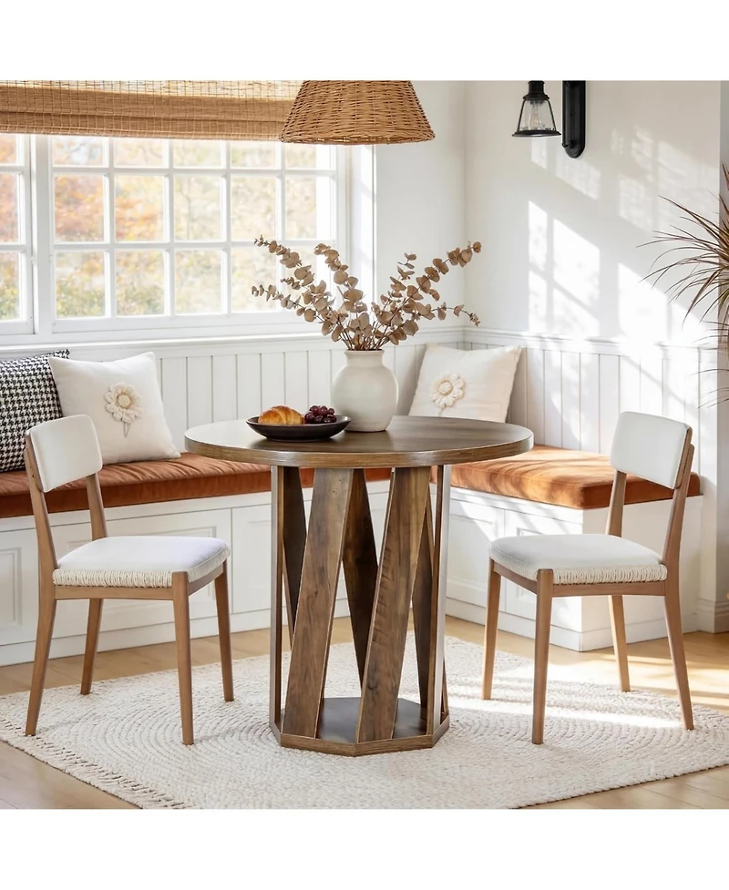 Tribesigns Small Round Dining Table for 2-4 People, 31.5-Inch Farmhouse Wooden Circle Kitchen Table