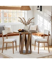 Tribesigns Small Round Dining Table for 2-4 People, 31.5-Inch Farmhouse Wooden Circle Kitchen Table