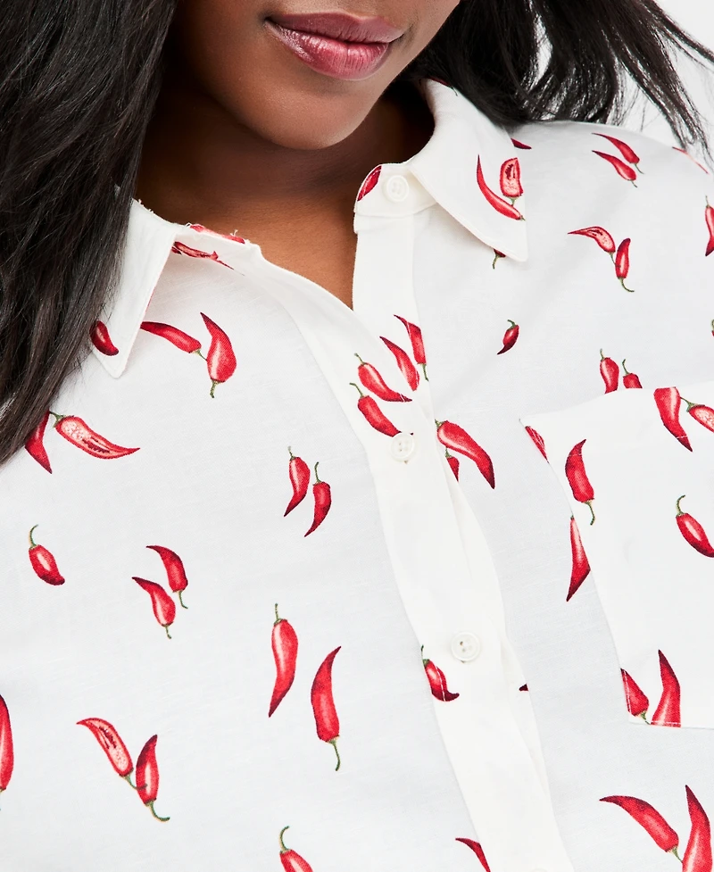 On 34th Trendy Plus Set Pepper Toss Shirt, Macy's Exclusive