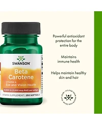 Swanson BetaCarotene Vitamin A Supplement Promoting Immune Health, Eye and Skin Health Natural Wellness Formula (250 Softgels, 3000mcg Each)