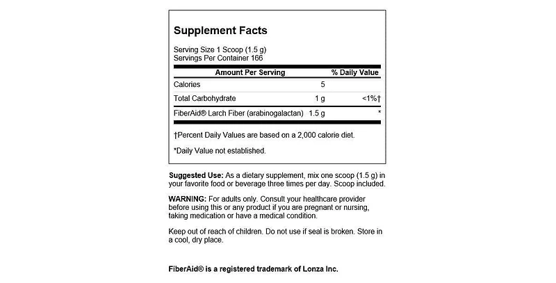 Swanson FiberAid Larch Tree Arabinogalactan (Ag) Powder Fiber Drink Mix Promoting Digestive Health and Supports Gastrointestinal Health (8.8oz)
