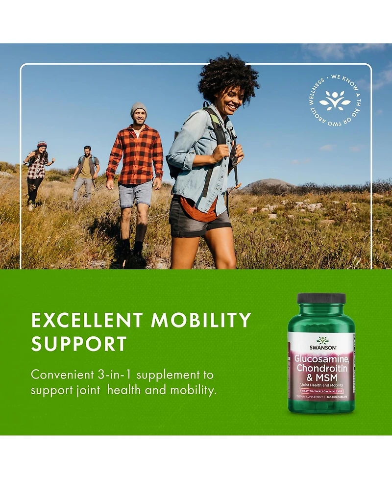 Swanson MiniTabs Glucosamine Chondroitin and Msm for Joint Mobility and Comfort - Supports Cartilage and Tissue Health