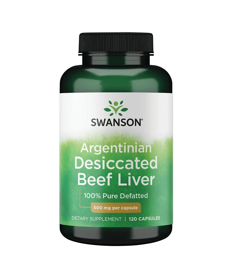 Swanson 100% Pure Defatted Desiccated Beef Liver 500 Milligrams 120 Capsules