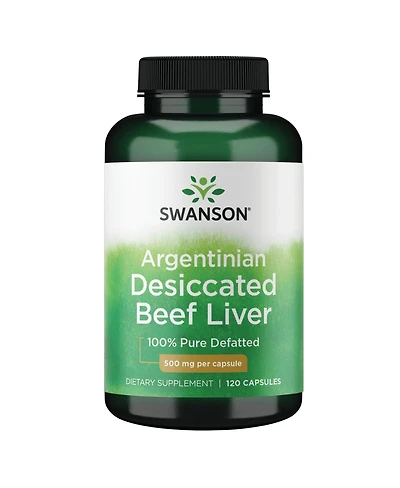 Swanson 100% Pure Defatted Desiccated Beef Liver 500 Milligrams 120 Capsules
