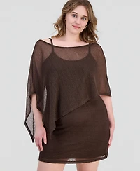 Madden Girl Trendy Plus 2-Piece Poncho & Mini Dress Set