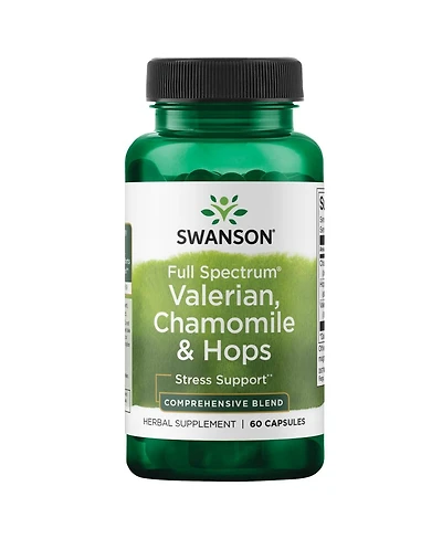 Swanson Valerian, Chamomile and Hops Full Spectrum Herbal Supplement for Relaxation and Comfort - Supports Mind and Body Wellness