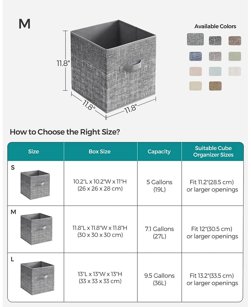 Gnuadz 6Pieces Storage Cubes Fabric Bins Closet Organizers Foldable