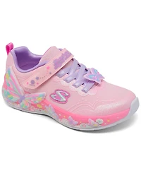 Skechers Little Girls' S-Lights: Butterfly Bliss Light-Up Fastening Strap Casual Sneakers from Finish Line